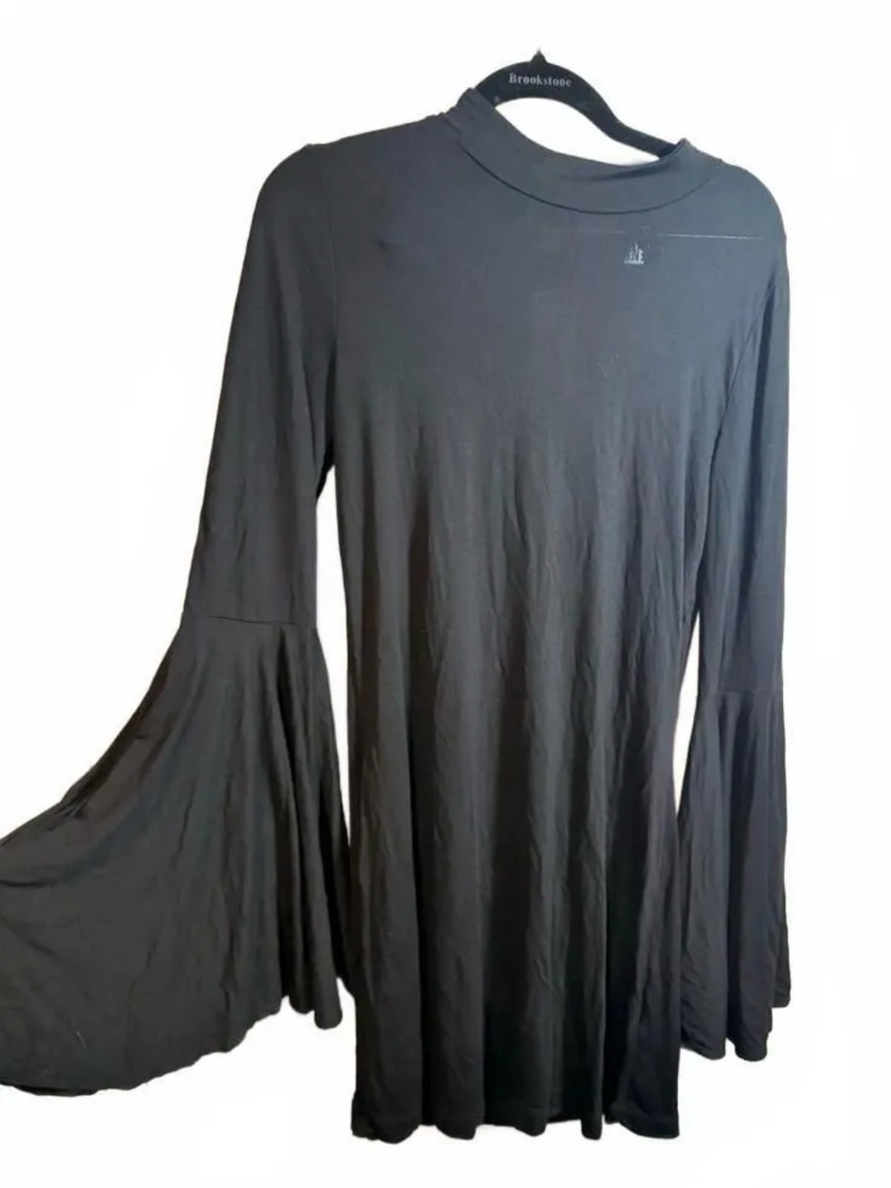 Free People Black Long Sleeve Dress with Flared Sleeves Large